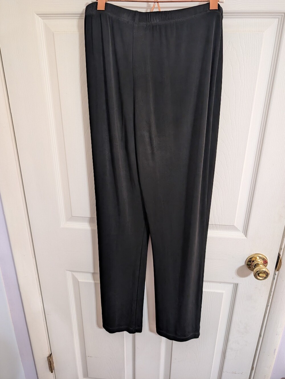 Chicos Travelers Womens Pants Black Slinkly Pull On Elastic Waist Size 1 Medium